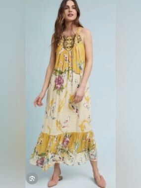 Anthropologie One September Paradiso Koi Fish Maxi Dress, Sz S (P2P 18”)